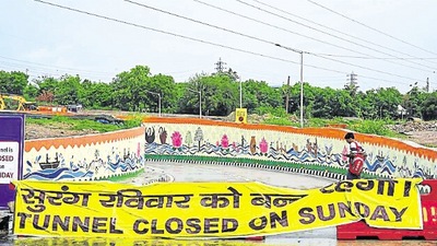 The Pragati Maidan tunnel was shut on Sunday.(PTI) The Pragati Maidan tunnel was shut on Sunday.(PTI)