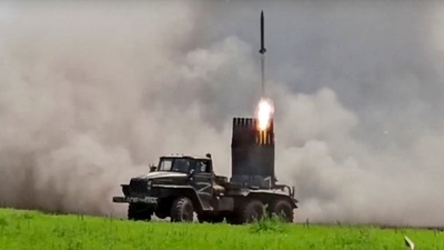 Russian military's Grad multiple rocket launcher firing rockets at Ukrainian troops at an undisclosed location. (Russian Defense Ministry Press Service photo via AP) Russian military's Grad multiple rocket launcher firing rockets at Ukrainian troops at an undisclosed location. (Russian Defense Ministry Press Service photo via AP)