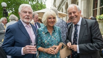 From left, Derek Jacobi, Camilla, Duchess of Cornwall and Gyles Brandreth during The Oldie Luncheon, in celebration of her 75th Birthday at National Liberal Club, London, Tuesday July 12, 2022. (AP) From left, Derek Jacobi, Camilla, Duchess of Cornwall and Gyles Brandreth during The Oldie Luncheon, in celebration of her 75th Birthday at National Liberal Club, London, Tuesday July 12, 2022. (AP)