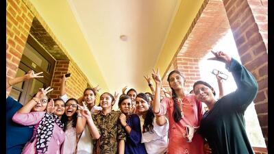 Miranda House students are jubilant that their college has been ranked as number 1 again, by NIRF, Ministry of Education. (Photo: Sushil Kumar/HT (For representational purposes only))