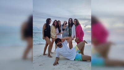 Katrina Kaif's brother-in-law Sunny Kaushal photo-bombed the ladies and made them crack into laughter with his pose. (Instagram/@katrinakaif) Katrina Kaif's brother-in-law Sunny Kaushal photo-bombed the ladies and made them crack into laughter with his pose. (Instagram/@katrinakaif)