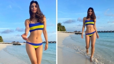 Mouni teamed the top with matching bikini bottoms featuring a low-rise waistline and high leg cut-outs. In the end, Mouni chose lightly-tousled open tresses, nude lip shade, sleek black eyeliner, mascara on the lashes, no-makeup look, and on-fleek brows for the glam picks. (Instagram) Mouni teamed the top with matching bikini bottoms featuring a low-rise waistline and high leg cut-outs. In the end, Mouni chose lightly-tousled open tresses, nude lip shade, sleek black eyeliner, mascara on the lashes, no-makeup look, and on-fleek brows for the glam picks. (Instagram)