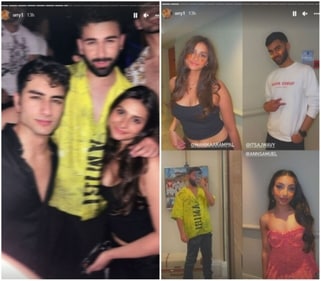 Ibrahim Ali Khan and Mahikaa Rampal with their friends. Ibrahim Ali Khan and Mahikaa Rampal with their friends.
