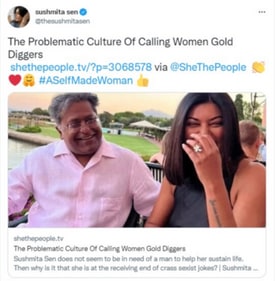 Sushmita Sen tweeted this article about her relationship on Sunday.
