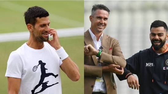 Novak Djokovic; Kevin Pietersen with Virat Kohli