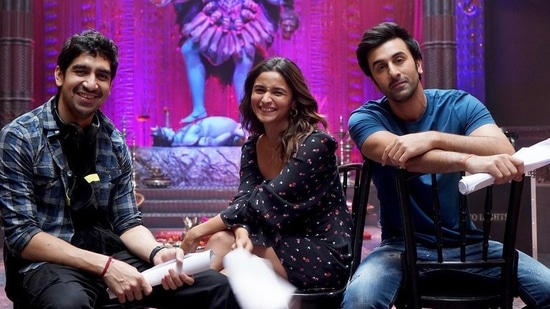 Alia Bhatt and Ranbir Kapoor with Ayan Mukerji on the sets of Brahmastra.&nbsp;
