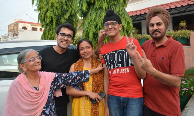 Armaan Singh Chahal with his family in Panchkula. (Sant Arora/HT)