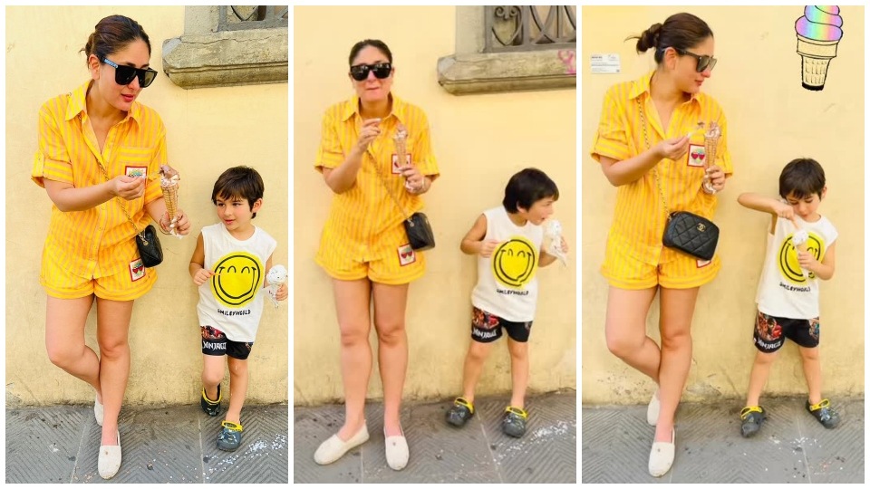 Kareena Kapoor Khan stuns in a striped shirt and shorts set. (Instagram) Kareena Kapoor Khan stuns in a striped shirt and shorts set. (Instagram)