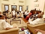 Opposition meet at Sharad Pawar's house.(HT ) Opposition meet at Sharad Pawar's house.(HT )