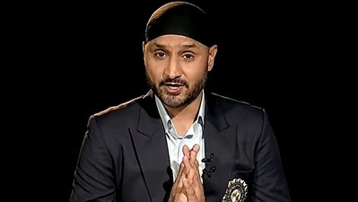 Harbhajan Singh takes oath as Rajya Sabha MP on the first day of the Monsoon session of Parliament in New Delhi on Monday. (ANI)