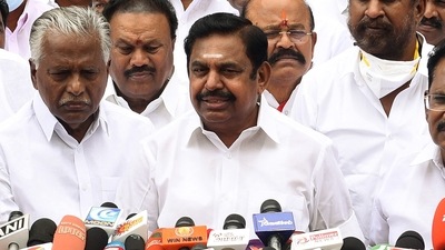Chennai: AIADMK leader Edappadi K Palaniswami addresses a press conference over the incident in Kallakurichi, in Chennai on Monday. (ANI) Chennai: AIADMK leader Edappadi K Palaniswami addresses a press conference over the incident in Kallakurichi, in Chennai on Monday. (ANI)
