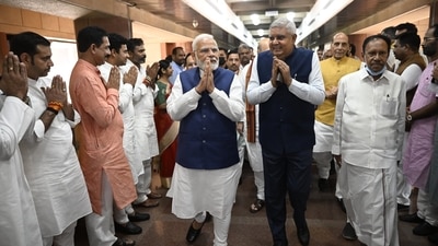 Prime minister Narendra Modi and NDA's nominee for next month's vice presidential polls Jagdeep Dhankhar. (Twitter/ @narendramodi)