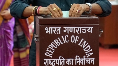 A lawmaker casts his vote during the Presidential election at the Parliament House in New Delhi. (AP) A lawmaker casts his vote during the Presidential election at the Parliament House in New Delhi. (AP)