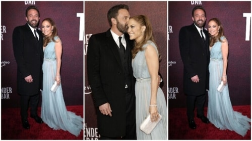 Jennifer Lopez and Ben Affleck attend a movie premiere. Jennifer Lopez and Ben Affleck attend a movie premiere. 