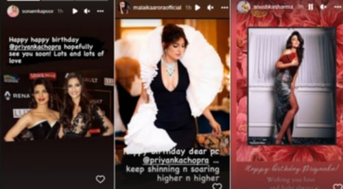 Sonam Kapoor, Malaika Arora and Anushka Sharma wish Priyanka Chopra on her birthday. Sonam Kapoor, Malaika Arora and Anushka Sharma wish Priyanka Chopra on her birthday.