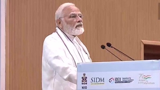 PM Narendra Modi speaks at a Navy event in Delhi on Monday. (ANI Twitter) PM Narendra Modi speaks at a Navy event in Delhi on Monday. (ANI Twitter)