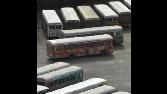 BEST bus parked at Bus Depot, Borivali (Pramod Thakur/ Hindustan Times) BEST bus parked at Bus Depot, Borivali (Pramod Thakur/ Hindustan Times)