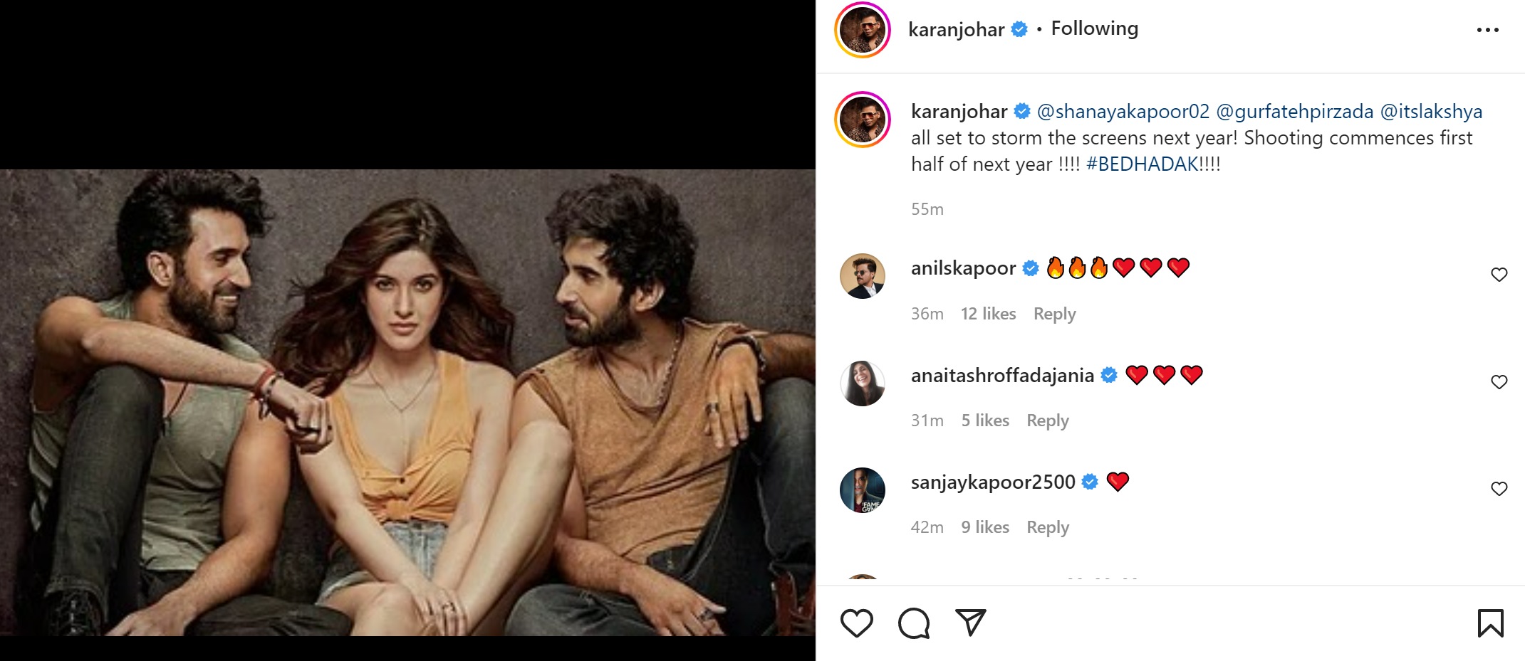 Karan Johar's Instagram post.