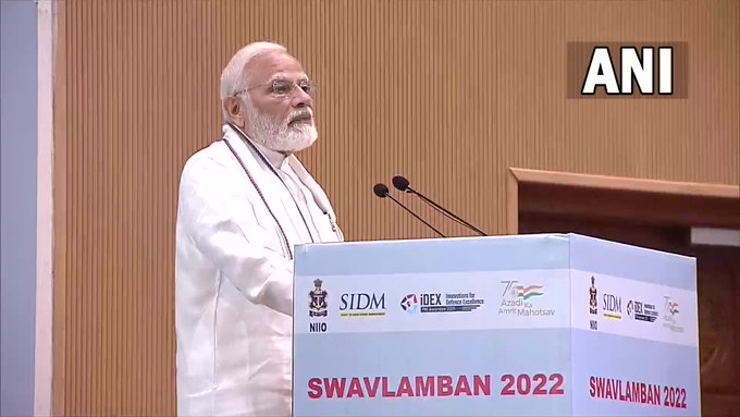 PM Narendra Modi speaks at a Navy event in Delhi on Monday. (ANI Twitter) PM Narendra Modi speaks at a Navy event in Delhi on Monday. (ANI Twitter)