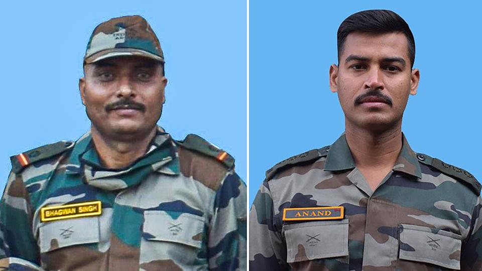 Captain Anand (R) and Naib-Subedar Bhagwan Singh of the Indian Army, who died in an accidental grenade blast along the Line of Control, in Poonch district. (PTI) Captain Anand (R) and Naib-Subedar Bhagwan Singh of the Indian Army, who died in an accidental grenade blast along the Line of Control, in Poonch district. (PTI)
