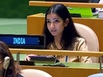First Secretary Sneha Dubey at the UN Security Council high-level special event on global food security crisis on Monday. (ANI) First Secretary Sneha Dubey at the UN Security Council high-level special event on global food security crisis on Monday. (ANI)