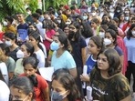 NTA, which conducts the National Eligibility-cum-Entrance Test (NEET), on Tuesday constituted a fact-finding committee to look into complaints that girl students were forced to remove their innerwear before entering an examination centre in Kollam district, (Keshav Singh/Hindustan Times)(HT_PRINT) NTA, which conducts the National Eligibility-cum-Entrance Test (NEET), on Tuesday constituted a fact-finding committee to look into complaints that girl students were forced to remove their innerwear before entering an examination centre in Kollam district, (Keshav Singh/Hindustan Times)(HT_PRINT)