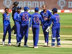 Washington Sundar celebrates with India teammates Washington Sundar celebrates with India teammates