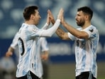 Lionel Messi with Sergio Aguero(AP/File Photo) Lionel Messi with Sergio Aguero(AP/File Photo)