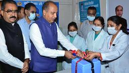 Himachal Pradesh Chief Minister Jai Ram Thakur launching a 'vaccination campaign in Shimla on Tuesday.  (ANI)