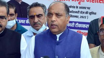 Himachal Pradesh CM Jai Ram Thakur addresses public in Shimla on Tuesday. (ANI) Himachal Pradesh CM Jai Ram Thakur addresses public in Shimla on Tuesday. (ANI)