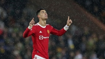 Manchester United's Cristiano Ronaldo celebrates a goal. (Action Images via Reuters)