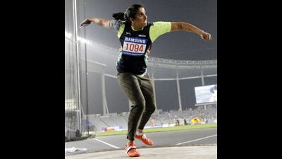 Seema Punia in action (HT File Photo)
