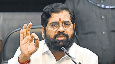 Chief minister Eknath Shinde addresses a press conference in Delhi on Tuesday. PTI