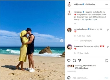 Nick Jonas shared pics from Priyanka Chopra's birthday celebrations. Nick Jonas shared pics from Priyanka Chopra's birthday celebrations. 