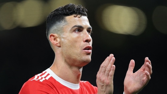 Cristiano Ronaldo applauds supporters after the Premier League match between Manchester United and Chelsea in Manchester, England.(AFP)