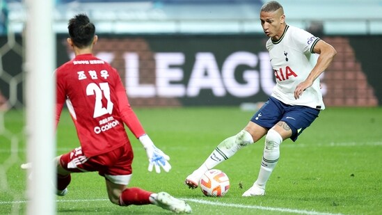 Tottenham Hotspur's Richarlison in action with Team K League's Hyeon Woo Jo.(REUTERS)