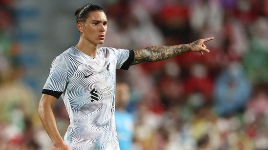 Liverpool's Darwin Nunez reacts during a pre-season friendly against Manchester United(REUTERS)