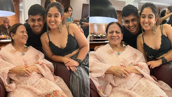 Ira Khan with her grandmother Zeenat Hussain and boyfriend Nupur Shikhare.