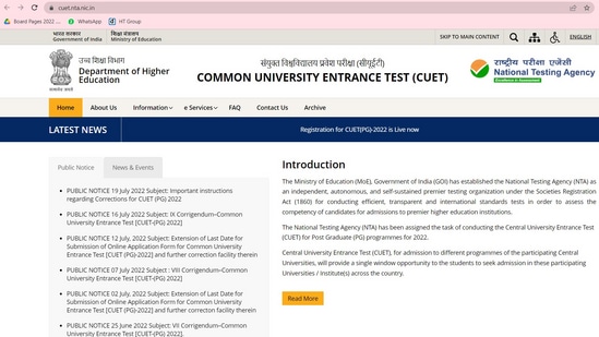 NTA Issues regarding Corrections for CUET (PG) 2022, details here