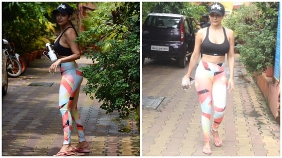 Malaika Arora in one-shoulder sports bra and pants teaches the bay