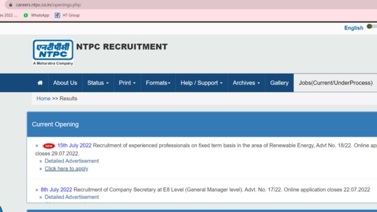 NTPC recruitment 2022: Apply for 60 executive vacancies, link here