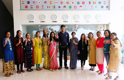 Karnataka state topper Adi Kishore with the principal and teachers of TRIO World School, Bengaluru. (Image source: PRNewswire) Karnataka state topper Adi Kishore with the principal and teachers of TRIO World School, Bengaluru. (Image source: PRNewswire)