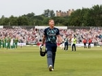 Ben Stokes walks back after playing his final ODI innings