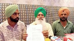 Members of the gram panchayat of Papri village addressing the media in Mohali on Wednesday. (HT Photo)