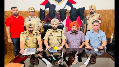 The suspects accused of hatching a conspiracy to robbery in Ludhiana police custody on Wednesday.