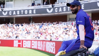 India's Jasprit Bumrah seats on the fence during the second ODI against England (Action Images via Reuters)