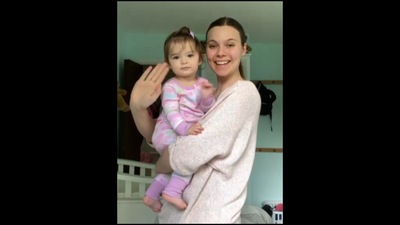 The mom ends up recording her baby's first word.&nbsp; (Instagram/@sarahdrewmama)