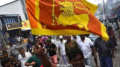 Supporters of newly elected Sri Lankan President Ranil Wikeramasinghe celebrate in Colombo. (AFP)
