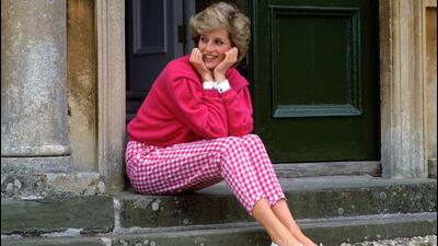 Princess Diana in a red and white checkered kimomo pants (Photo: Facebook)