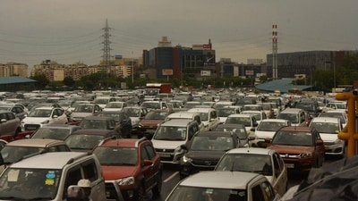 Heavy traffic jam at Gurugram-Delhi border after heavy monsoon rain, in Gurugram, India, on Wednesday, July 20, 2022. (Photo by Vipin Kumar/Hindustan Times) 